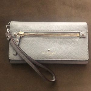 KATE SPADE wallet grey leather cobble hill 7.25 x 4 wristlet